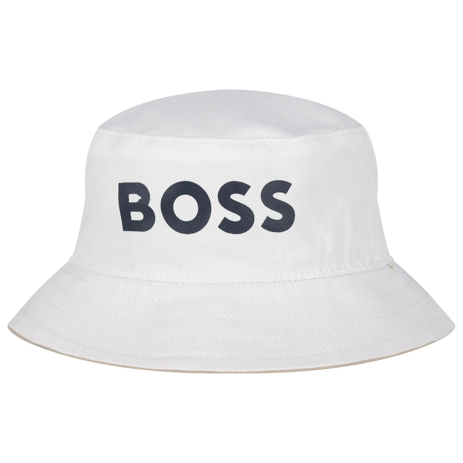 قبعة اولاد قابلة للعكس بالشعار باللون البيج والأزرق الداكن والأبيض للأطفال, 1, hi-res