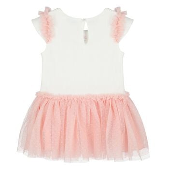 Younger Girls Ivory & Pink Dress