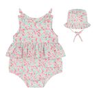 Baby Girls Pink & Green Floral Bodysuit Set, 2, hi-res