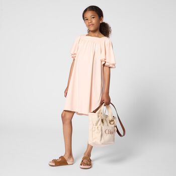 Girls Pink Logo Flutter Dress