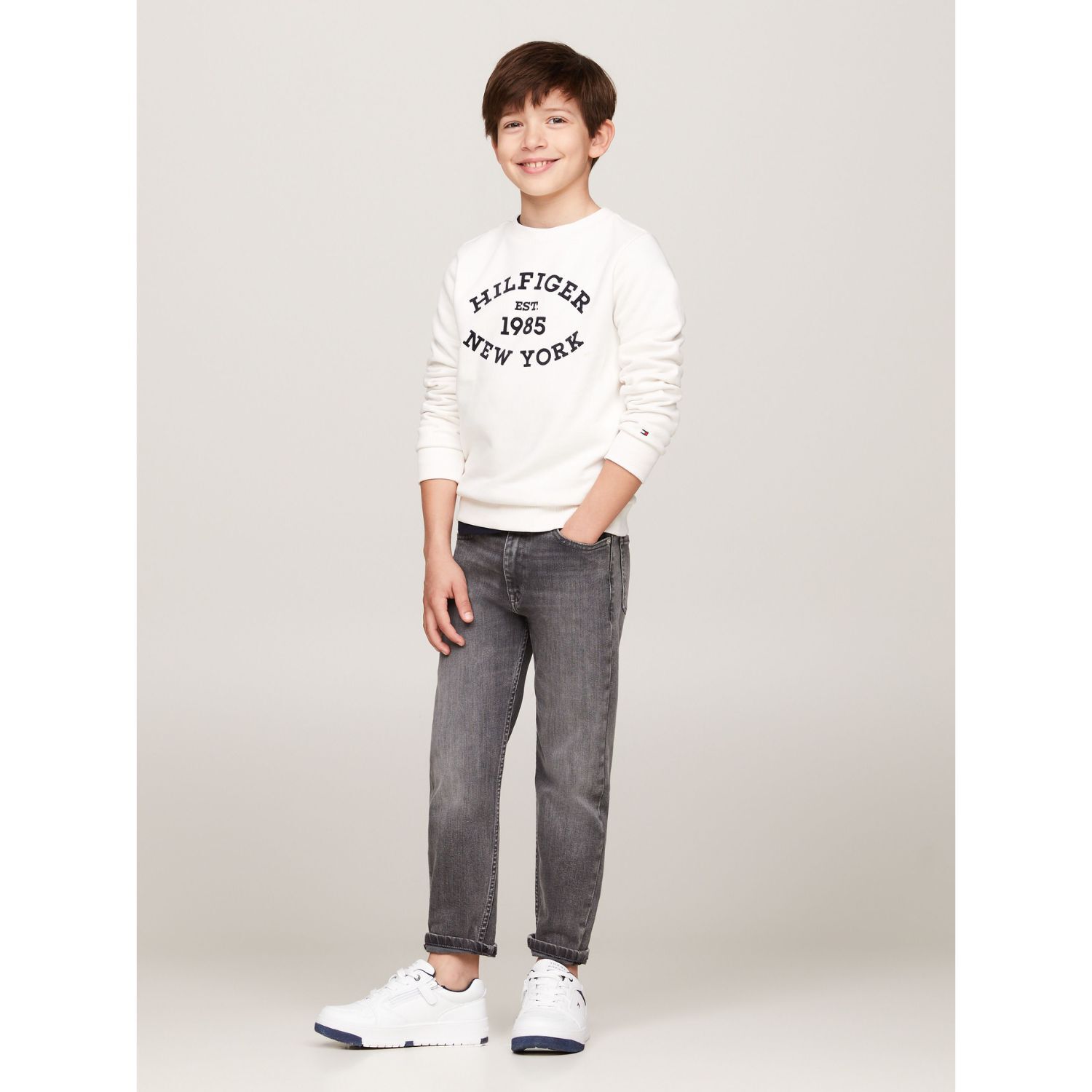 Boys Grey Denim Jeans, 1, hi-res image number null