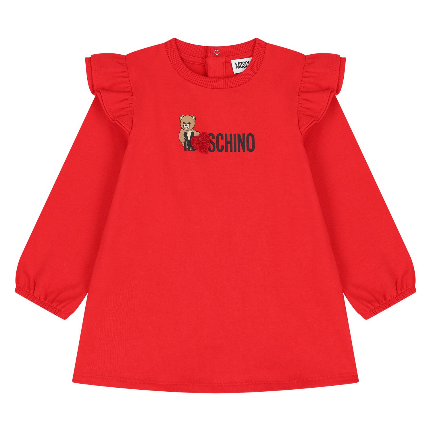Younger Girls Red Teddy Bear Logo Dress, 1, hi-res