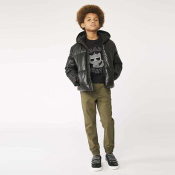 Boys Black Logo Trainers