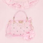 Girls Pink Logo Bag Ruffled Dress, 2, hi-res