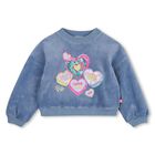 Girls Blue Heart Slogan Sweatshirt, 1, hi-res
