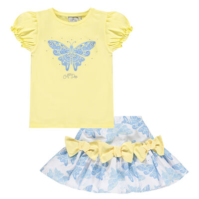Girls Butterfly T-Shirt & Skirt Set