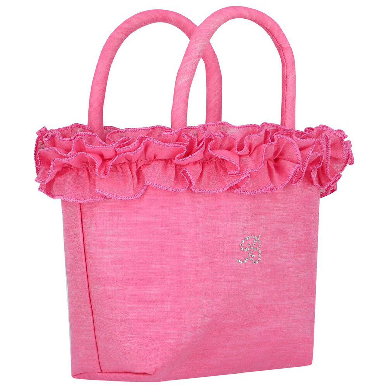Girls Pink Logo Ruffled Hand Bag, 1, hi-res image number null