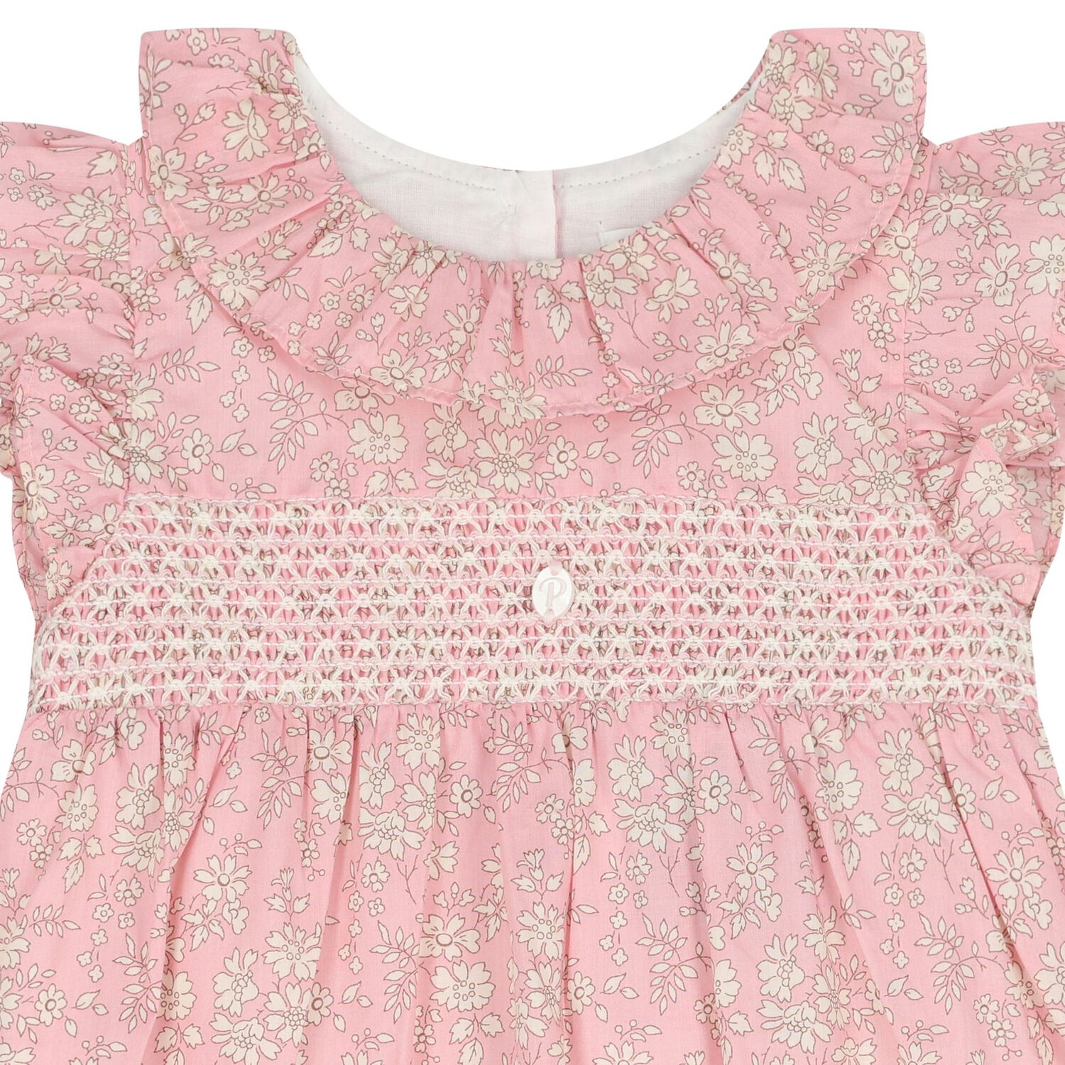 Baby Girls Pink Floral Romper, 1, hi-res