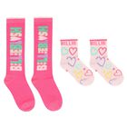 Girls Pink Logo Socks ( 2-Pack ), 1, hi-res