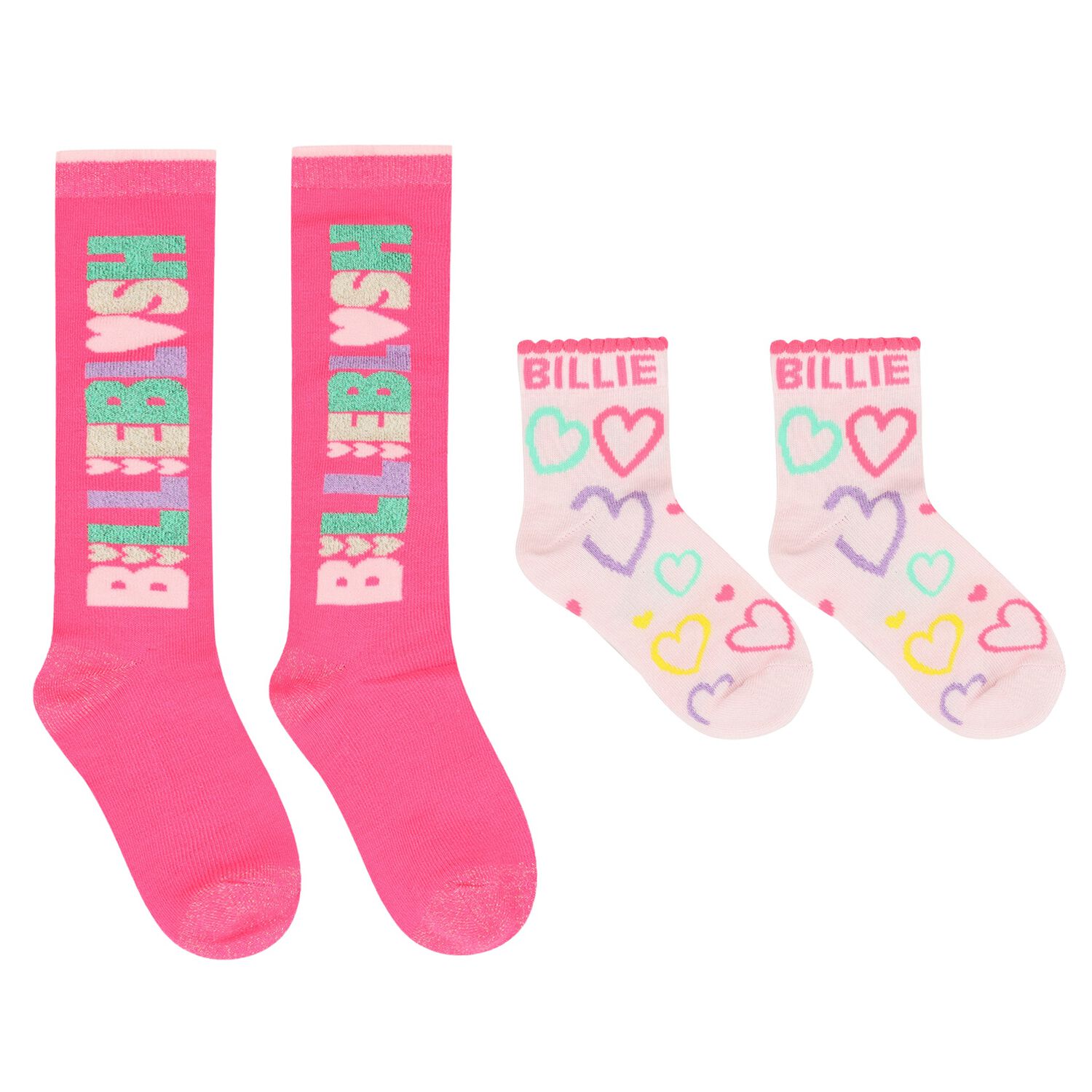 Girls Pink Logo Socks ( 2-Pack ), 1, hi-res image number null