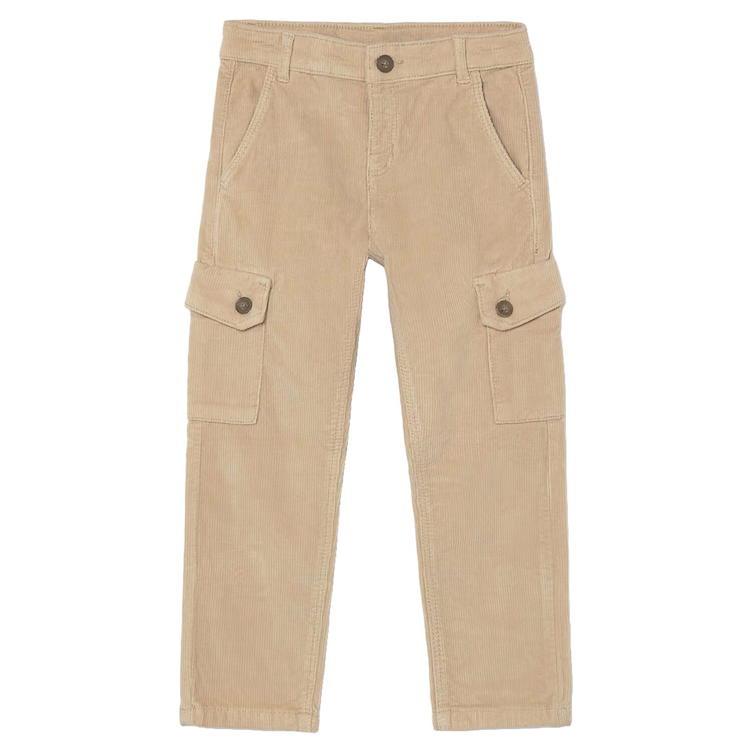 Boys Beige Cargo Trousers, 1, hi-res