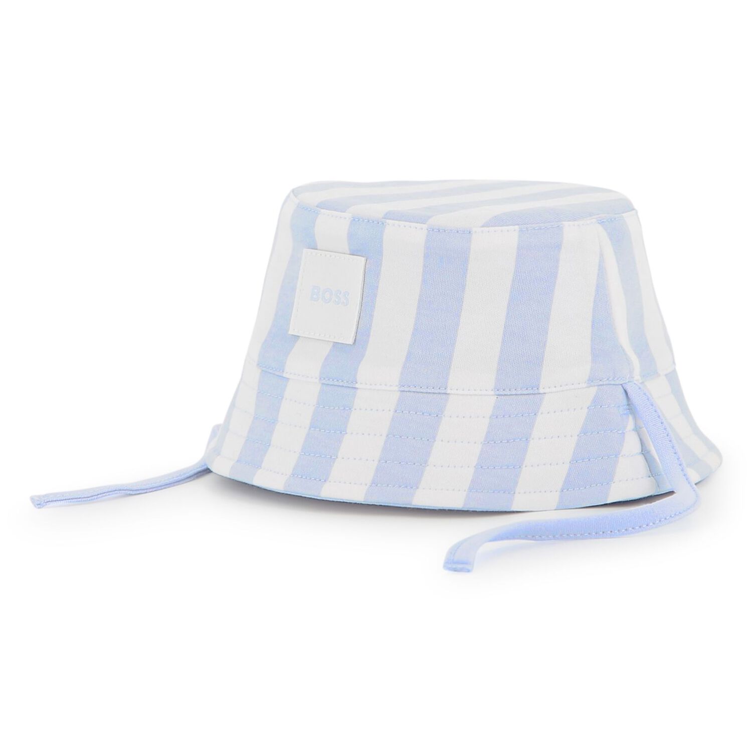 Baby Boys Blue & White Striped Logo Reversible Hat, 1, hi-res