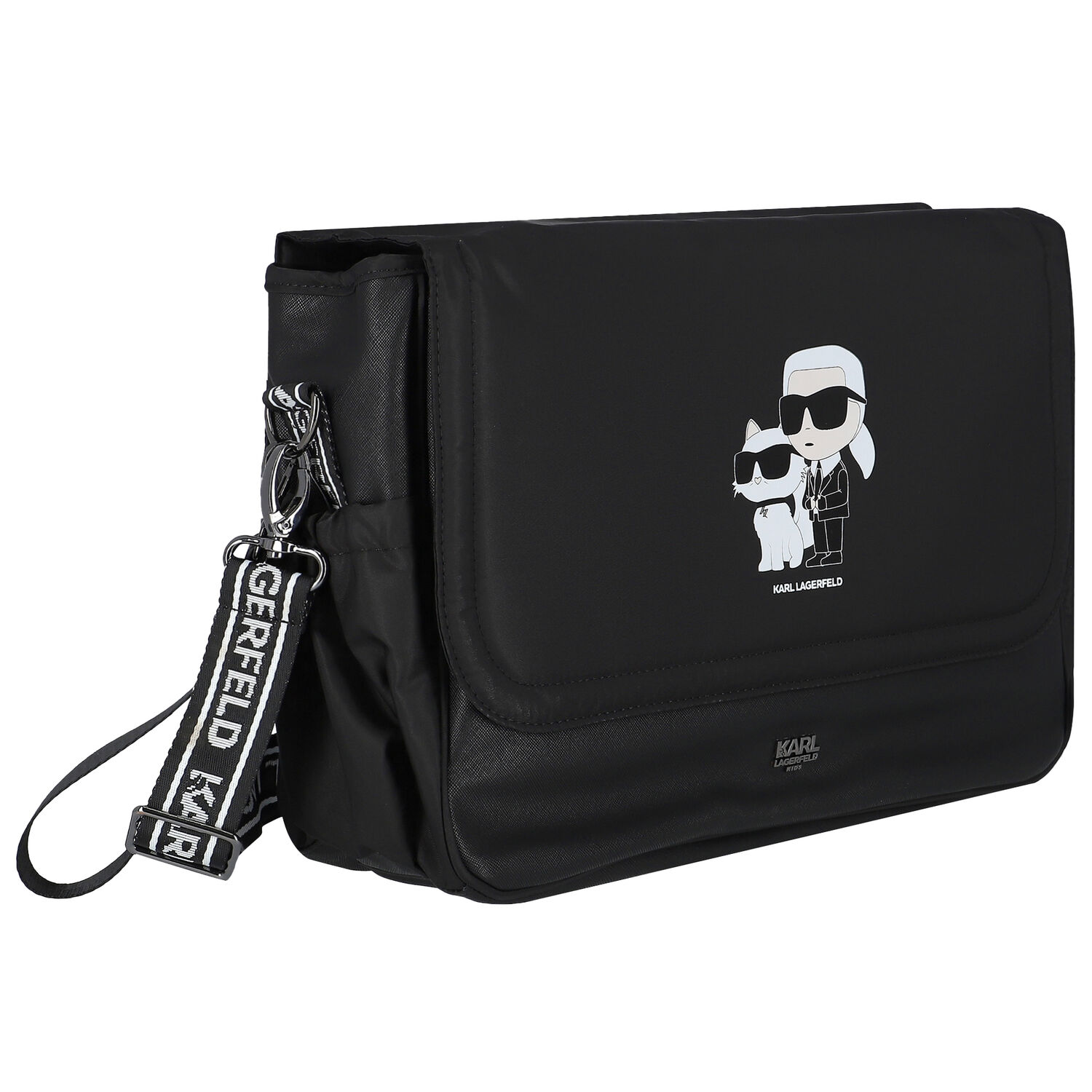Black Logo Baby Changing Bag, 1, hi-res