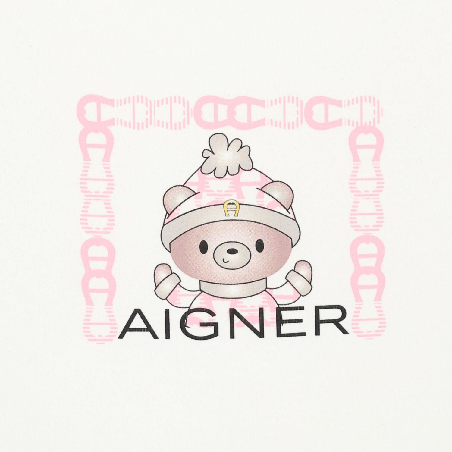 Baby Girls White & Pink Teddy Bear Logo Nest, 3, hi-res