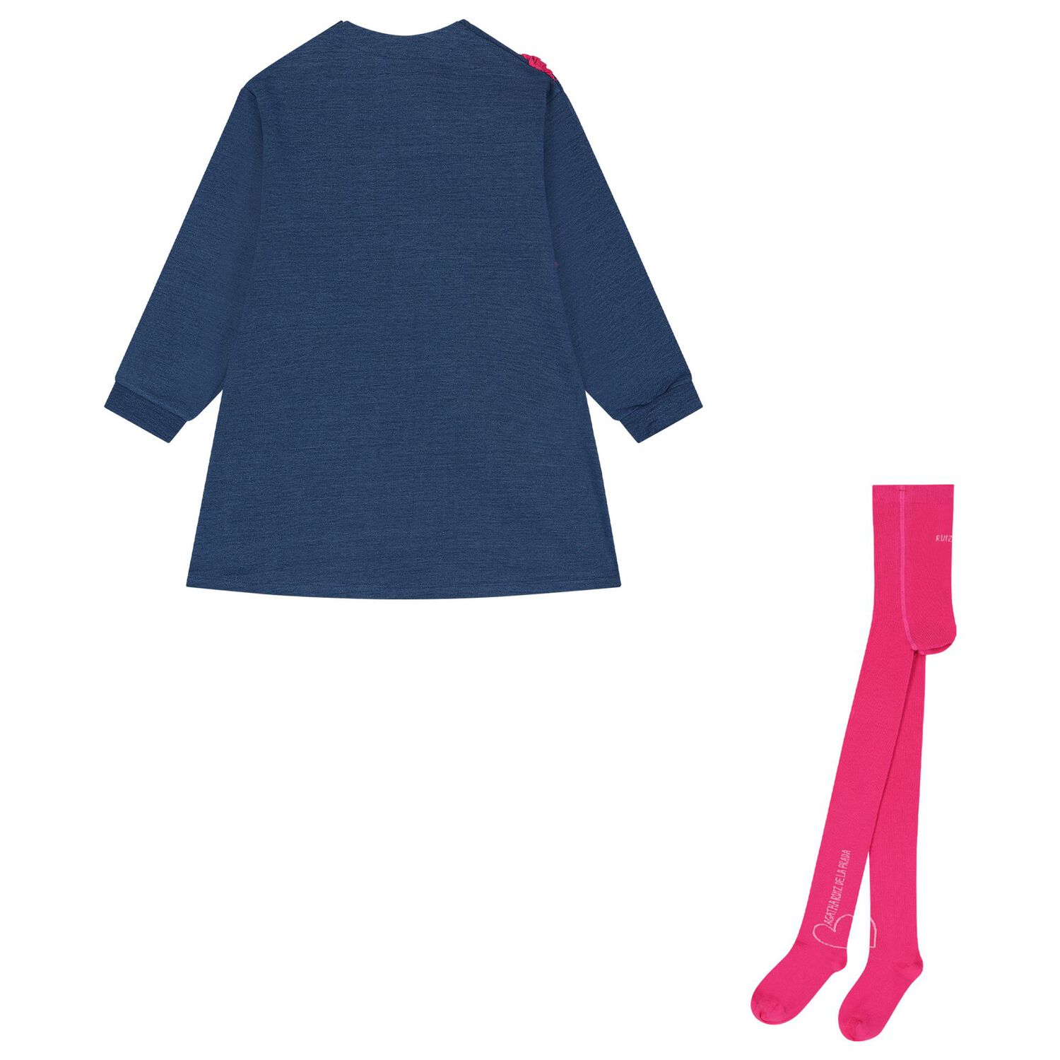 Girls Blue & Pink Heart Dress Set, 1, hi-res