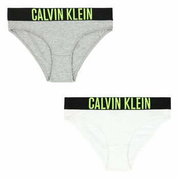 Girls White & Grey Bikini Brief (2 Pack)