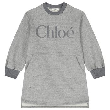 Girls Grey Logo Sweatshirt Dress