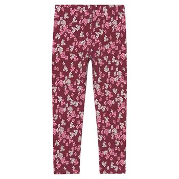 Girls Burgundy Floral Leggings