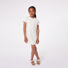 Gilrs Ivory & Gold Studded Logo Dress, 1, hi-res