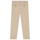 Boys Beige Logo Trousers, 1, hi-res