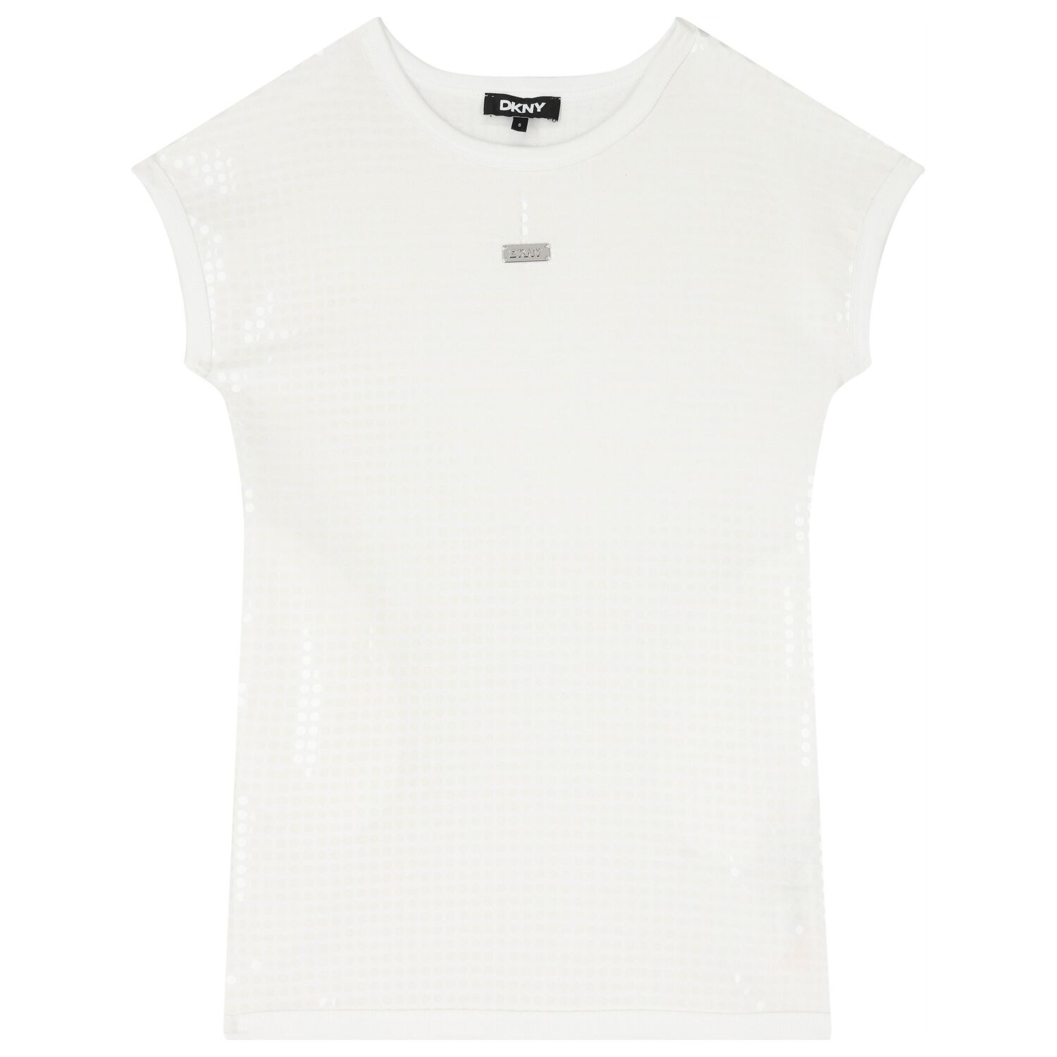 Girls White Sequin Dress, 1, hi-res