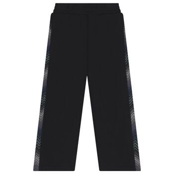Boys Mini Me Black Zig Zag Logo Joggers