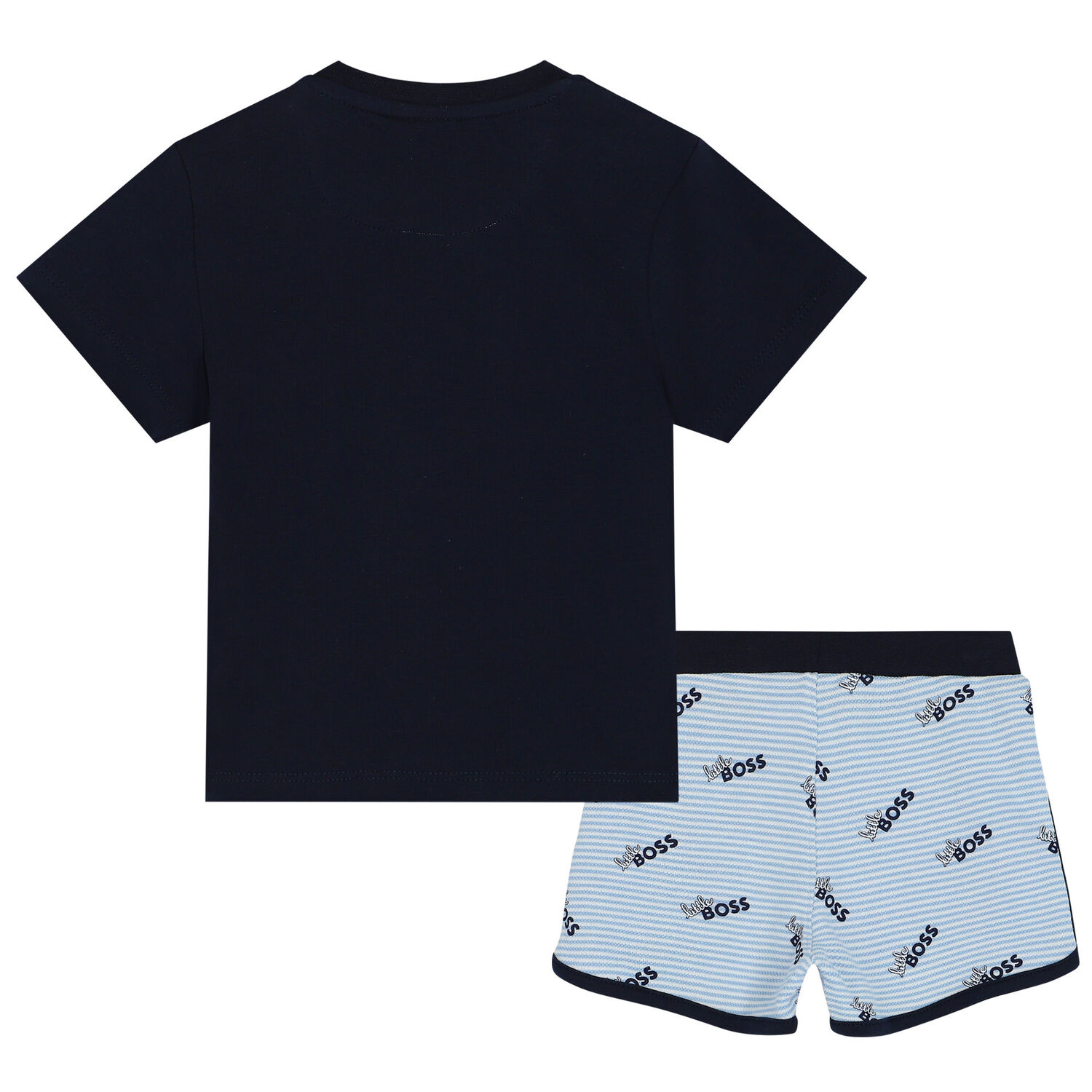 Baby Boys Navy Blue Logo Shorts Set, 1, hi-res