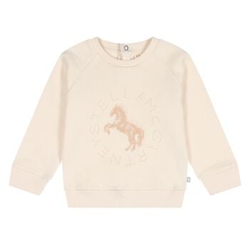 Younger Girls Beige Horse Logo Sweatshirt
