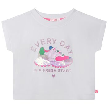 Girls White Sequin T-Shirt