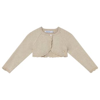 Younger Girls Beige Knitted Cardigan