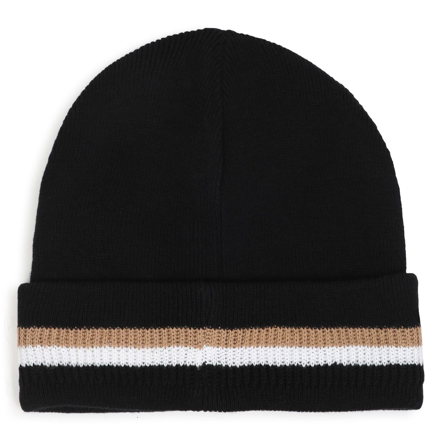 Boys Black Logo Beanie Hat, 1, hi-res