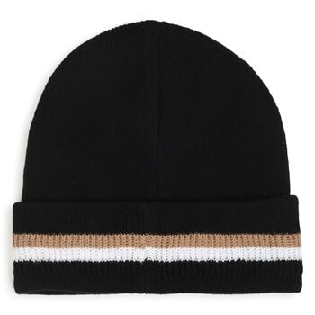 Boys Black Logo Beanie Hat