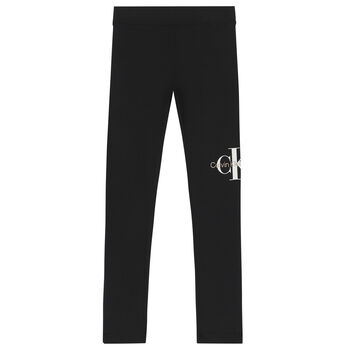 Girls Black Logo Leggings