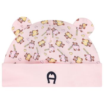 Baby Girls Pink Teddy Bear Hat
