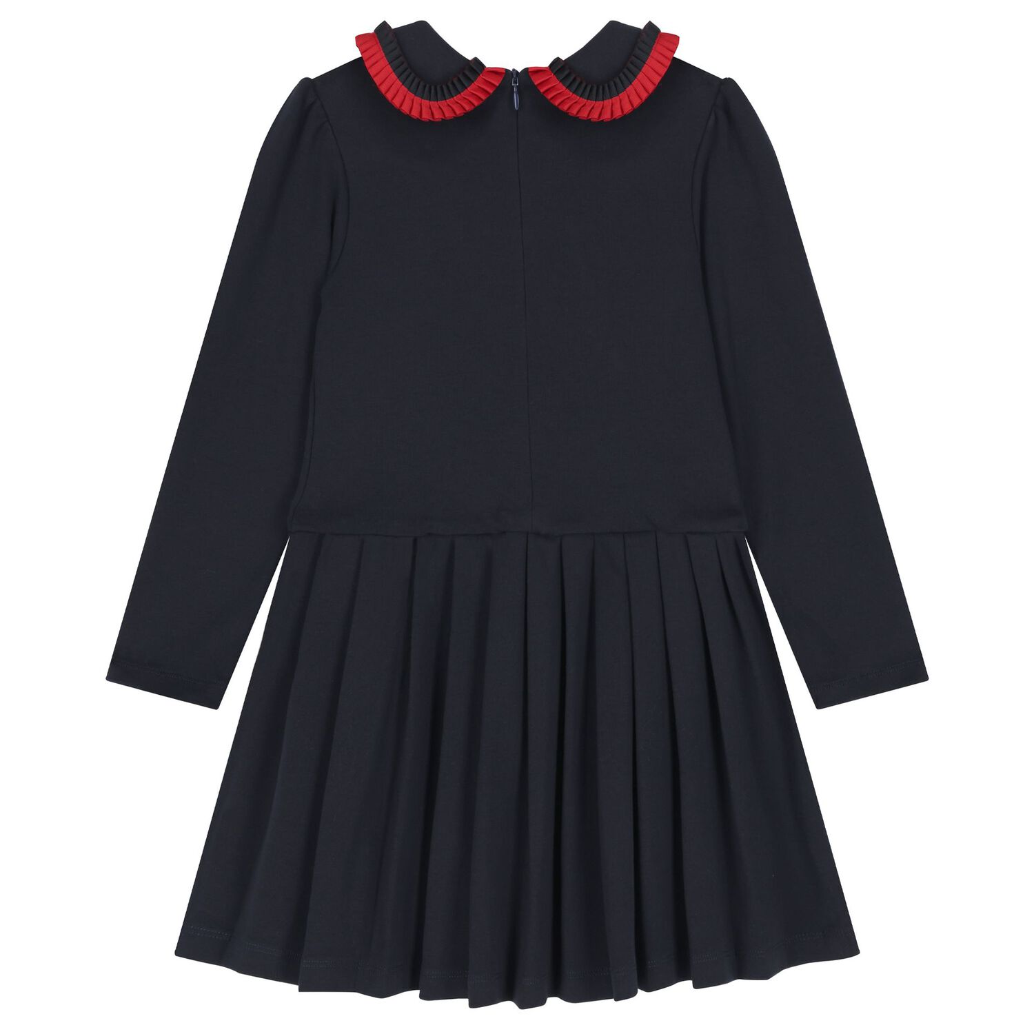 Girls Navy Blue Ribbon Dress, 1, hi-res