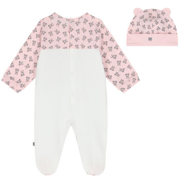Pink & White Logo Babygrow Set