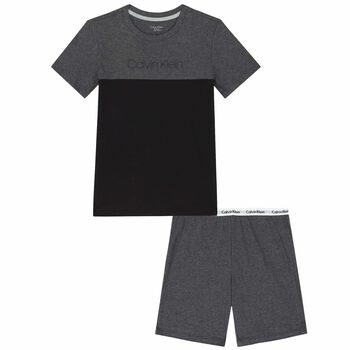 Boys Grey & Black Logo Pyjamas