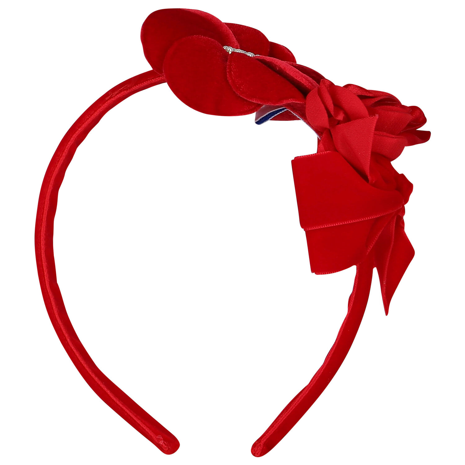 Girls Red Floral Headband, 1, hi-res