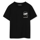 Boys Mini Me Black Ikonik Karl Logo T-Shirt, 1, hi-res