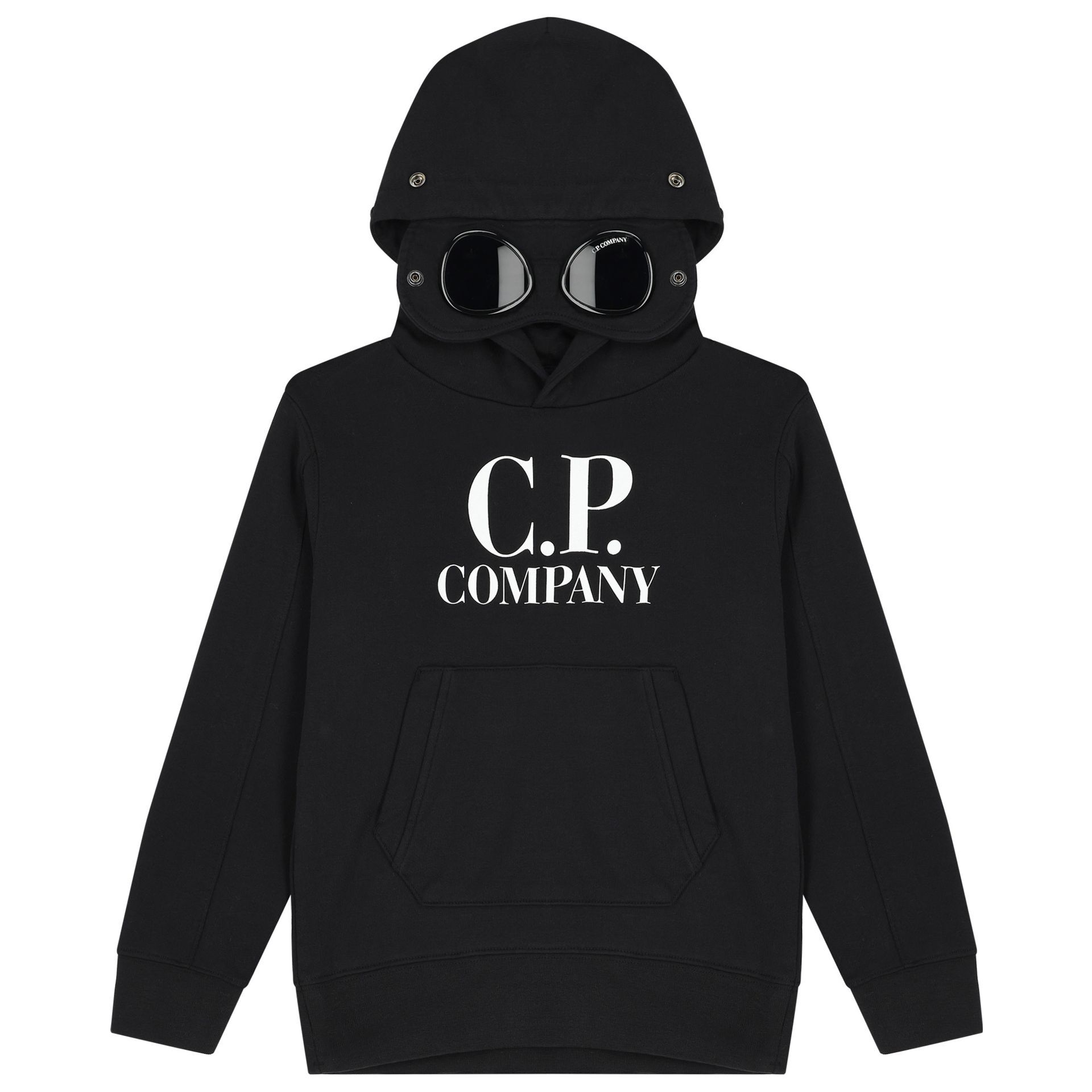 C.P Company Boys Black Logo Hooded Top Junior Couture USA