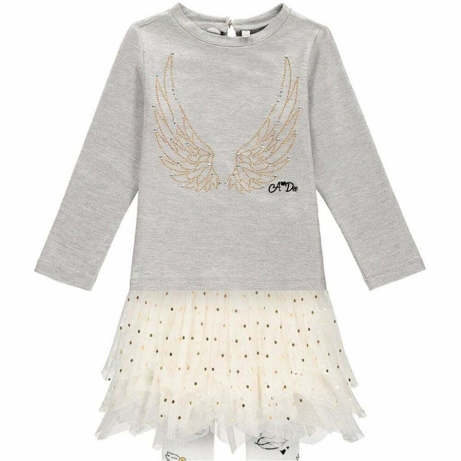 Girls Silver & White Two-Piece Dress, 1, hi-res image number null