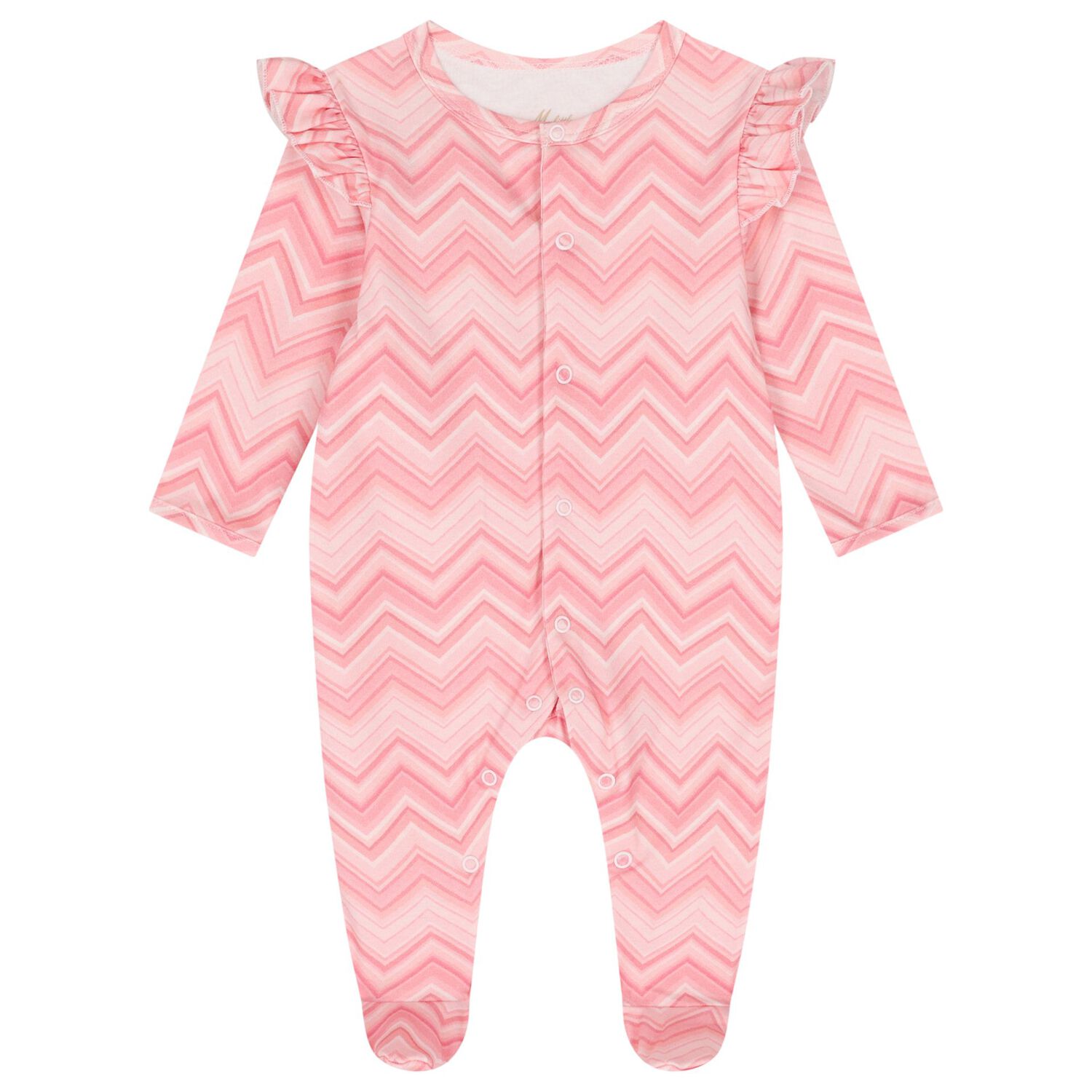 Baby Girls Pink Zig Zag Babygrow Set , 1, hi-res