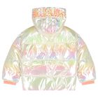 Girls Ivory Iridescent Puffer Coat, 1, hi-res