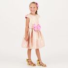 Girls Pink Jacquard Dress, 1, hi-res