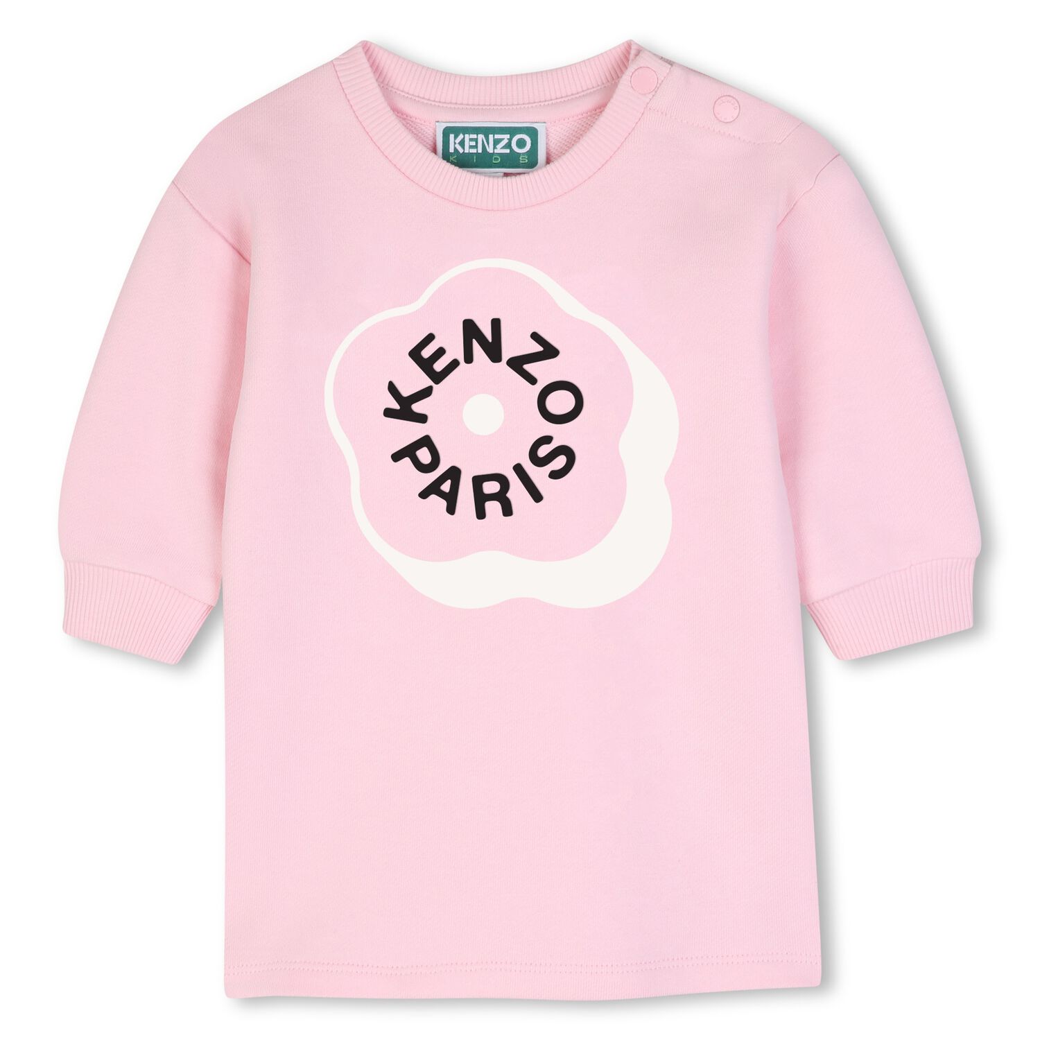 Younger Girls Pink Boke Flower Logo Dress, 1, hi-res