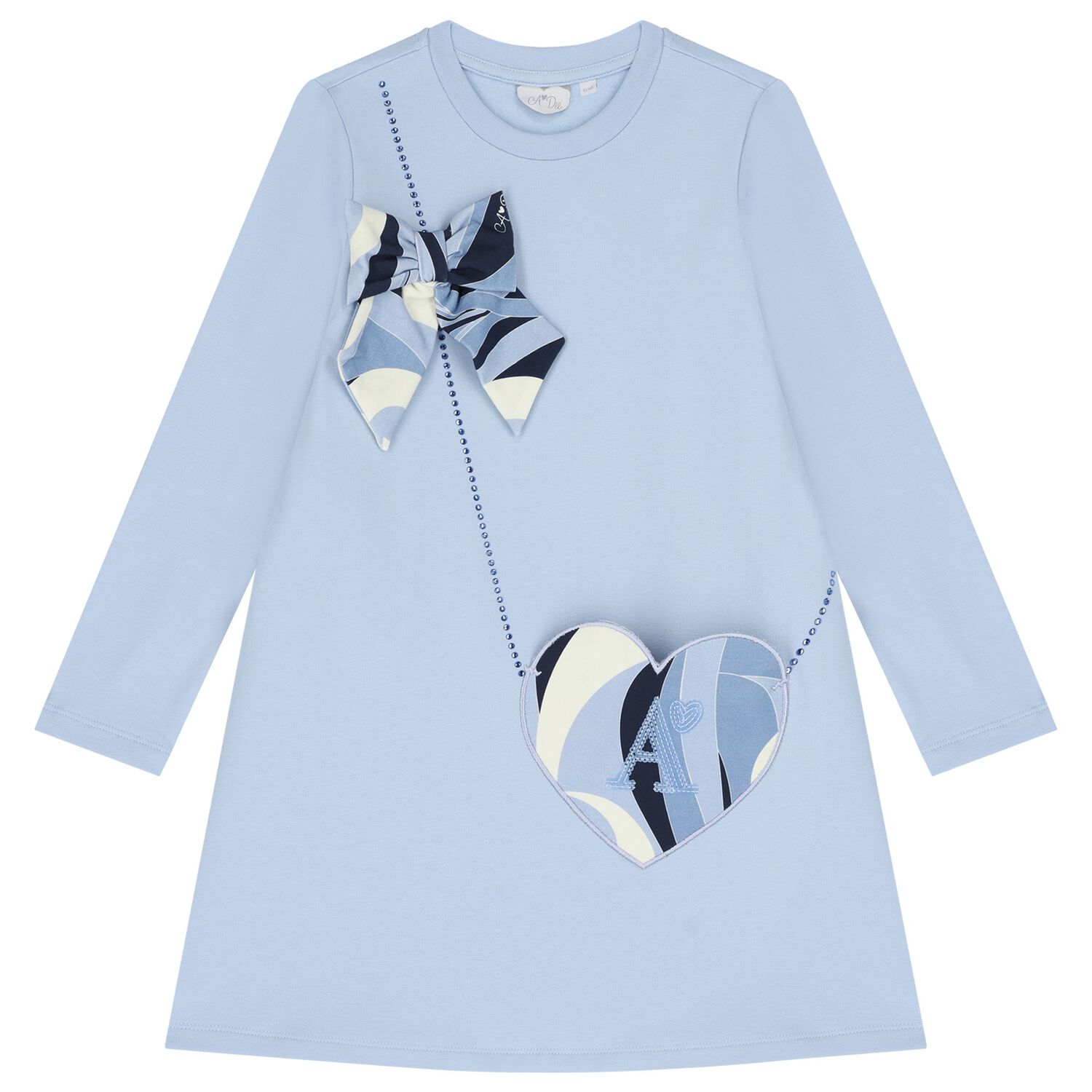 Girls Blue Swirl Dress, 1, hi-res