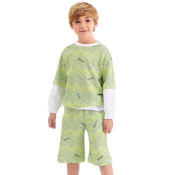 Boys Green Zigzag Shorts, 1 Boys Green Zigzag Shorts