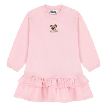 Younger Girls Pink Teddy Bear Logo Dress 