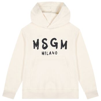 Ivory & Black Logo Hooded Top
