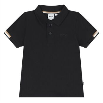 Younger Boys Black Logo Polo Shirt